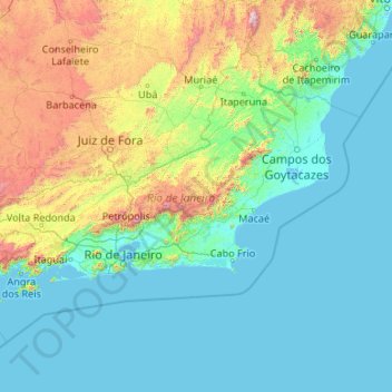 Topografische kaart Rio de Janeiro, hoogte, reliëf