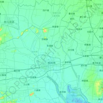 Topografische kaart Pizhou, hoogte, reliëf