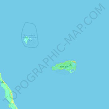 Topografische kaart Rum Cay, hoogte, reliëf