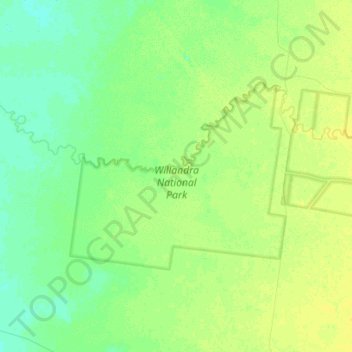 Topografische kaart Willandra National Park, hoogte, reliëf