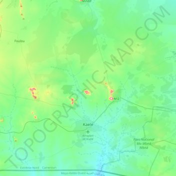 Topografische kaart Kaélé, hoogte, reliëf