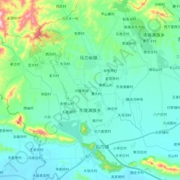 Topografische kaart 东陵满族乡, hoogte, reliëf