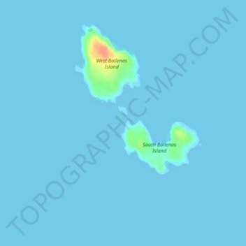 Topografische kaart Ballenas Islands, hoogte, reliëf