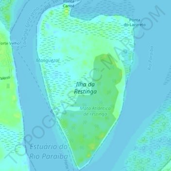 Topografische kaart Ilha da Restinga, hoogte, reliëf