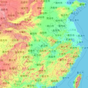 Topografische kaart 长江, hoogte, reliëf