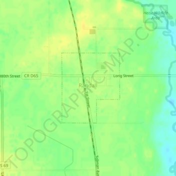 Topografische kaart Randall, hoogte, reliëf