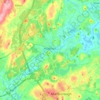 Topografische kaart Hudson, hoogte, reliëf