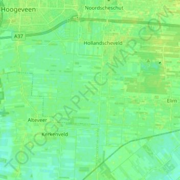 Topografische kaart Hollandscheveld, hoogte, reliëf