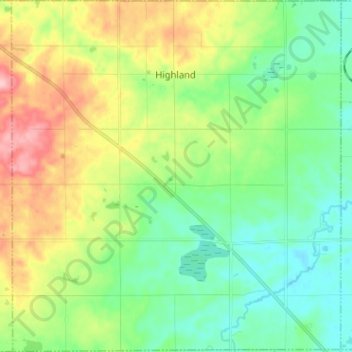Topografische kaart Highland Township, hoogte, reliëf