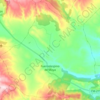 Topografische kaart Fuentelespino de Moya, hoogte, reliëf