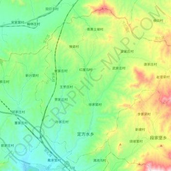 Topografische kaart 定方水乡, hoogte, reliëf