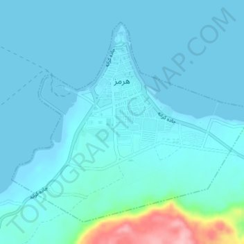 Topografische kaart Hormuz, hoogte, reliëf
