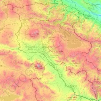 Topografische kaart Armenië, hoogte, reliëf