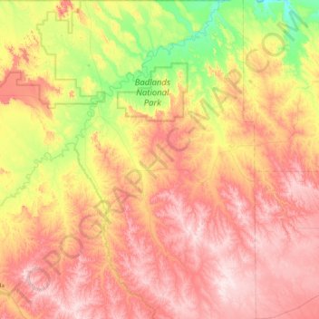 Topografische kaart Porcupine District, hoogte, reliëf
