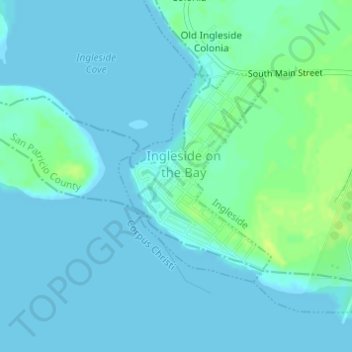 Topografische kaart Ingleside on the Bay, hoogte, reliëf