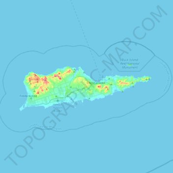 Topografische kaart Saint Croix District, hoogte, reliëf