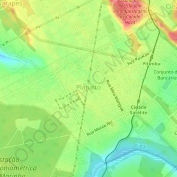 Topografische kaart Planalto, hoogte, reliëf
