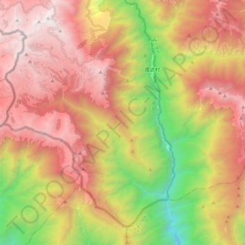 Topografische kaart 洞朗地区, hoogte, reliëf