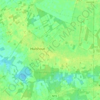 Topografische kaart Hulshout, hoogte, reliëf