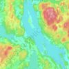 Topografische kaart Harefjorden, hoogte, reliëf
