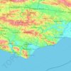 Topografische kaart East Sussex, hoogte, reliëf