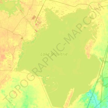 Topografische kaart Lake Moultrie, hoogte, reliëf