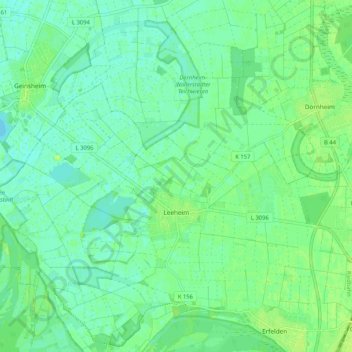 Topografische kaart Leeheim, hoogte, reliëf