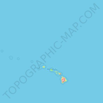 Topografische kaart Honolulu, hoogte, reliëf