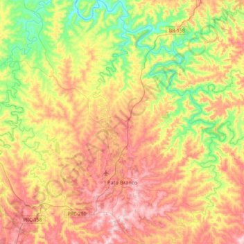 Topografische kaart Pato Branco, hoogte, reliëf