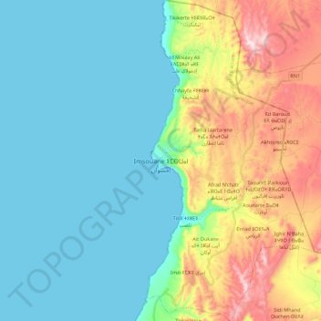 Topografische kaart Imsouane, hoogte, reliëf