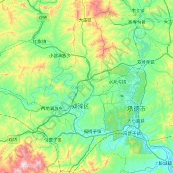 Topografische kaart 双滦区, hoogte, reliëf