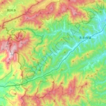 Topografische kaart 清凉峰镇, hoogte, reliëf