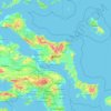 Topografische kaart Euboea, hoogte, reliëf