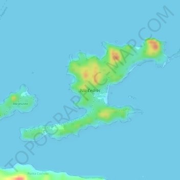 Topografische kaart Isla Cedros, hoogte, reliëf