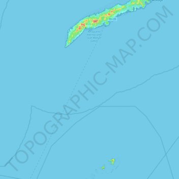 Topografische kaart Roatán, hoogte, reliëf