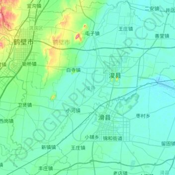 Topografische kaart 浚县, hoogte, reliëf