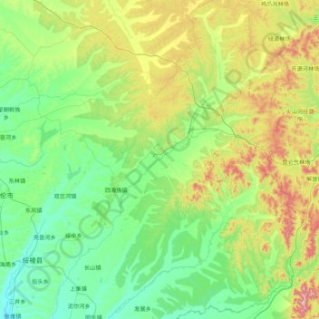 Topografische kaart 绥棱县, hoogte, reliëf