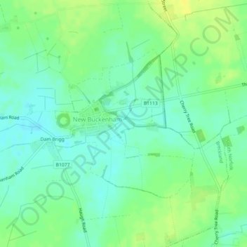 Topografische kaart New Buckenham, hoogte, reliëf
