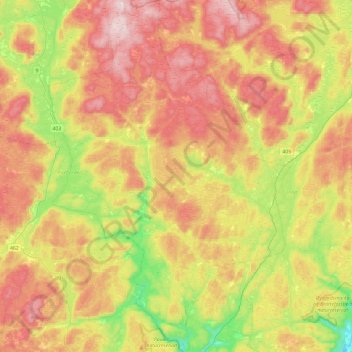 Topografische kaart Iveland, hoogte, reliëf