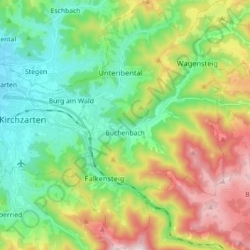 Topografische kaart Buchenbach, hoogte, reliëf