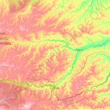 Topografische kaart Brasiléia, hoogte, reliëf