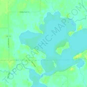 Topografische kaart Platte Lake, hoogte, reliëf