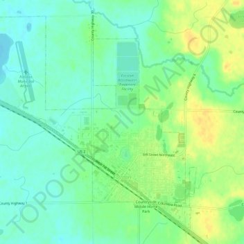 Topografische kaart Fosston, hoogte, reliëf