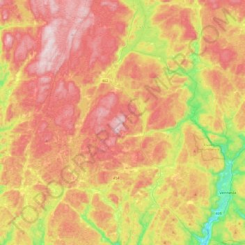 Topografische kaart Vennesla, hoogte, reliëf