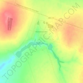 Topografische kaart Юламаново, hoogte, reliëf