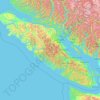 Topografische kaart Île de Vancouver, hoogte, reliëf