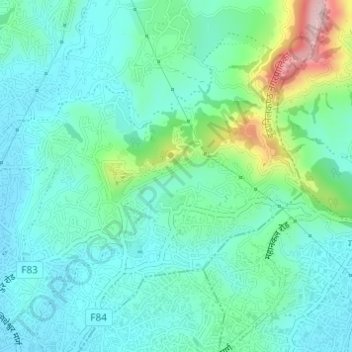 Topografische kaart Budhanilkantha-11, hoogte, reliëf