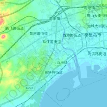 Topografische kaart 白塔岭街道, hoogte, reliëf
