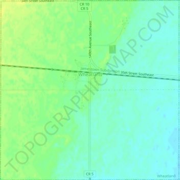 Topografische kaart Wheatland, hoogte, reliëf