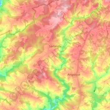 Topografische kaart Sarlande, hoogte, reliëf